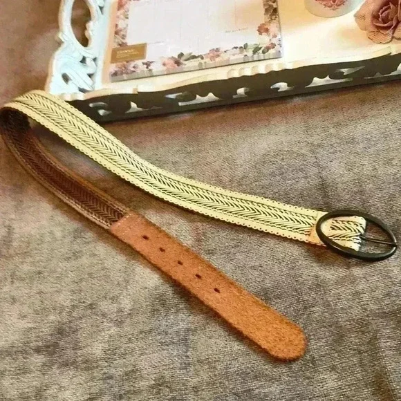 Xhilaration Genuine Leather Braided Belt - Picture 3 of 5